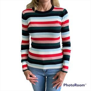 Halogen Long Sleeve Striped Sweater Top Sz S